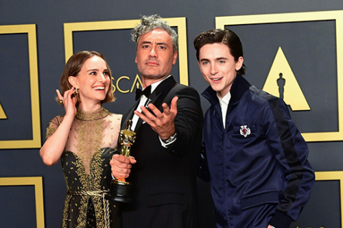 oscar-isaac: Natalie Portman, Taika Waititi and Timothée Chalamet at the 92nd Annual Academy Awards 