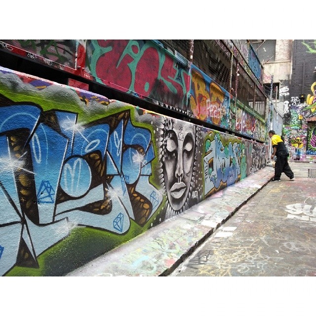 Painter at Hosier Lane. #melbourne #art #graffitti #heart #soul #beauty #street #place #location #painting #artist #expression #emotion