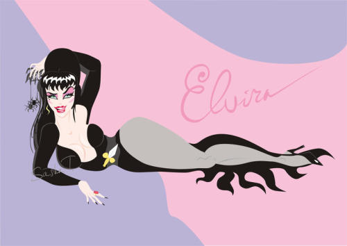 naughtyhalloweenart:Elvira, Mistress of the Dark by AleksandraTorbina