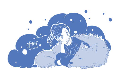 Arya and Nymeria Just a quick monochromatic work this time.