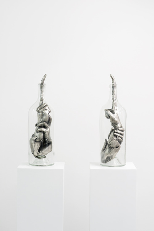 Thomas Lerooy, I Don’t Need Me, 2014, Bronze, patina, glass 56 x 15 x 15 cm 22 1/8 x 5 7/8 x 5