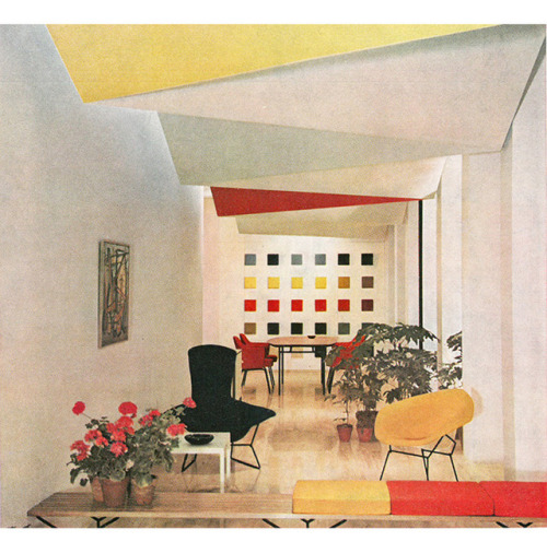 Knoll Showrooms, 1951-1956.  New York, Chicago, San Francisco, Dallas and Milan. Via Knoll 