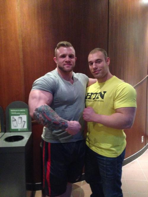 intomusclestuff:  “Man, I know you’re buff, but I fukin dwarf you! Look at my upper arm circumference compared to yours! Hahaha!” 