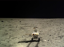 sixpenceee:On Dec. 14, 2013, the Chinese mission Chang’e 3 set down on the Moon; the first soft landing of a robotic mission since 1976. Within a few  hours of touchdown, the rover Yutu (“Jade Rabbit”) rolled off the  lander, ready to begin its