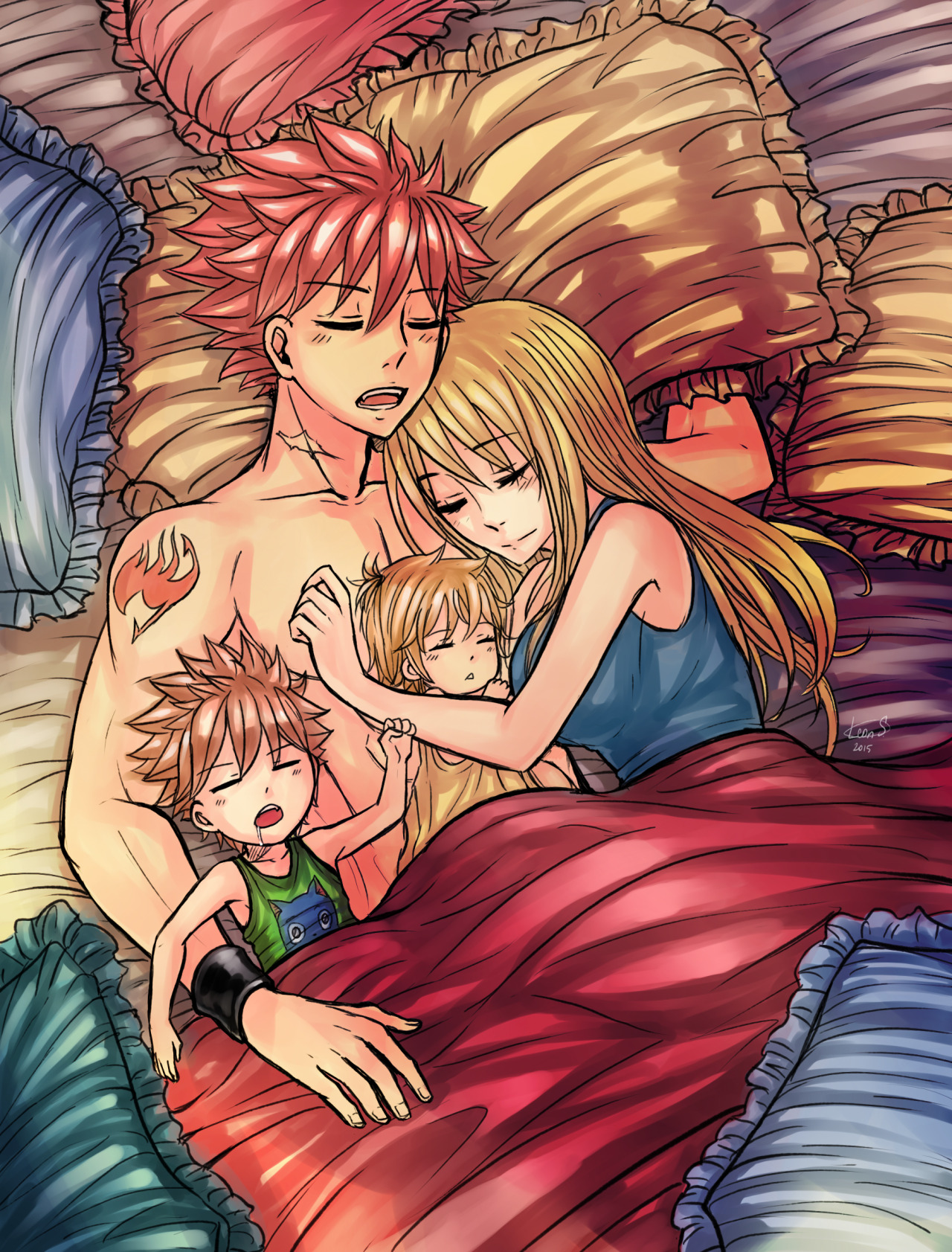 leons-7:  NaLu family Got many requests to draw something like this. I’m not very