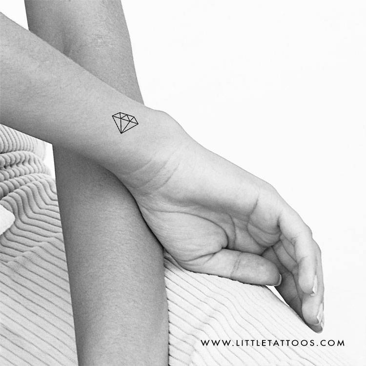 Pequeños Tatuajes — Tatuaje temporal minimalista de un diamante,...