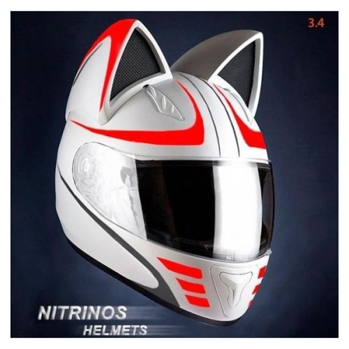 Neko-Helmet The adorable motorcycle helmets equipped with cat ears ❤ liked on Polyvore