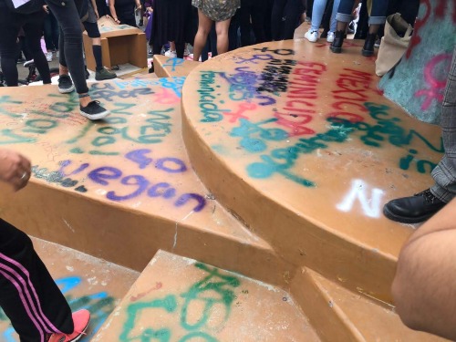 Graffiti painted during a recent feminist demonstration in Mexico City