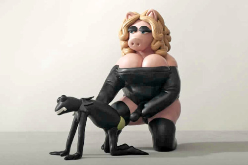 21st-digit:  Yep, we always knew Miss Piggy was dominant, so it makes sense that, in private, Piggy was fisting Kermit senseless. Mistress Piggy Rocks! Where do I buy these sculptures? 