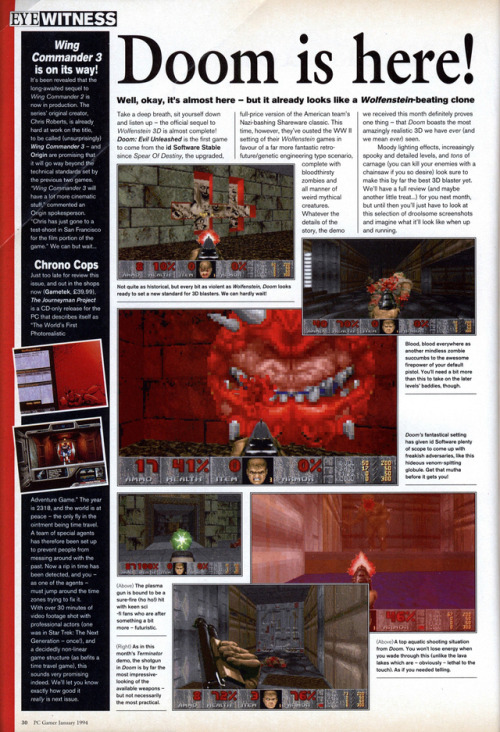 slipgatetourist:Doom is here!PC Gamer January 1994