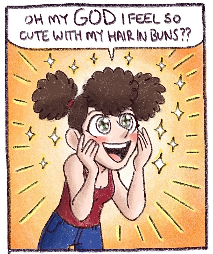 upandoutcomic:a comic about dysphoria n femininity and junk(pics of the hair on my personal insta @ iamjuliakaye lol)