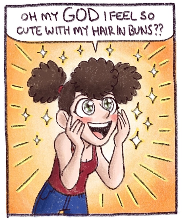 upandoutcomic:a comic about dysphoria n femininity and junk(pics of the hair on my personal insta @ iamjuliakaye lol)
