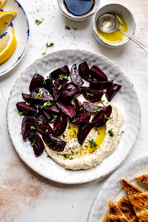 Skordalia with roasted beetrootsSkordalia with roasted beetroots is a classic Greek mezze dish that&