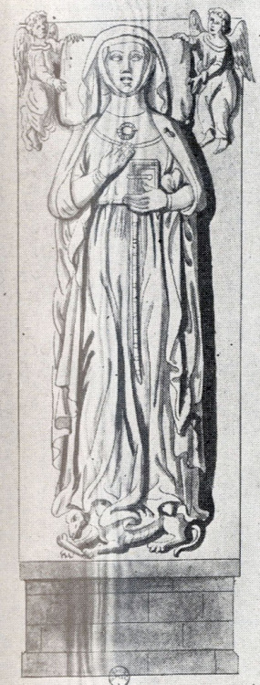 Illustration taken from the effigy of an unknown woman of the French noble D'Usse family (d. 1250)