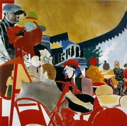 lyghtmylife:  Kitaj, R.B. [American Pop Artist, 1932-2007] The Autumn of Central Paris (after Walter Benjamin) - 1972-3Oil on canvasCollection Mrs. Susan Lloyd, New York 