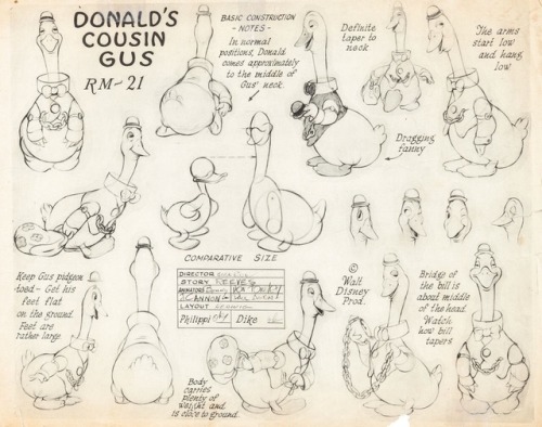 talesfromweirdland: ‪Model sheets (and poster) for the gluttonous farmhand Gus Goose, from Disney&rs