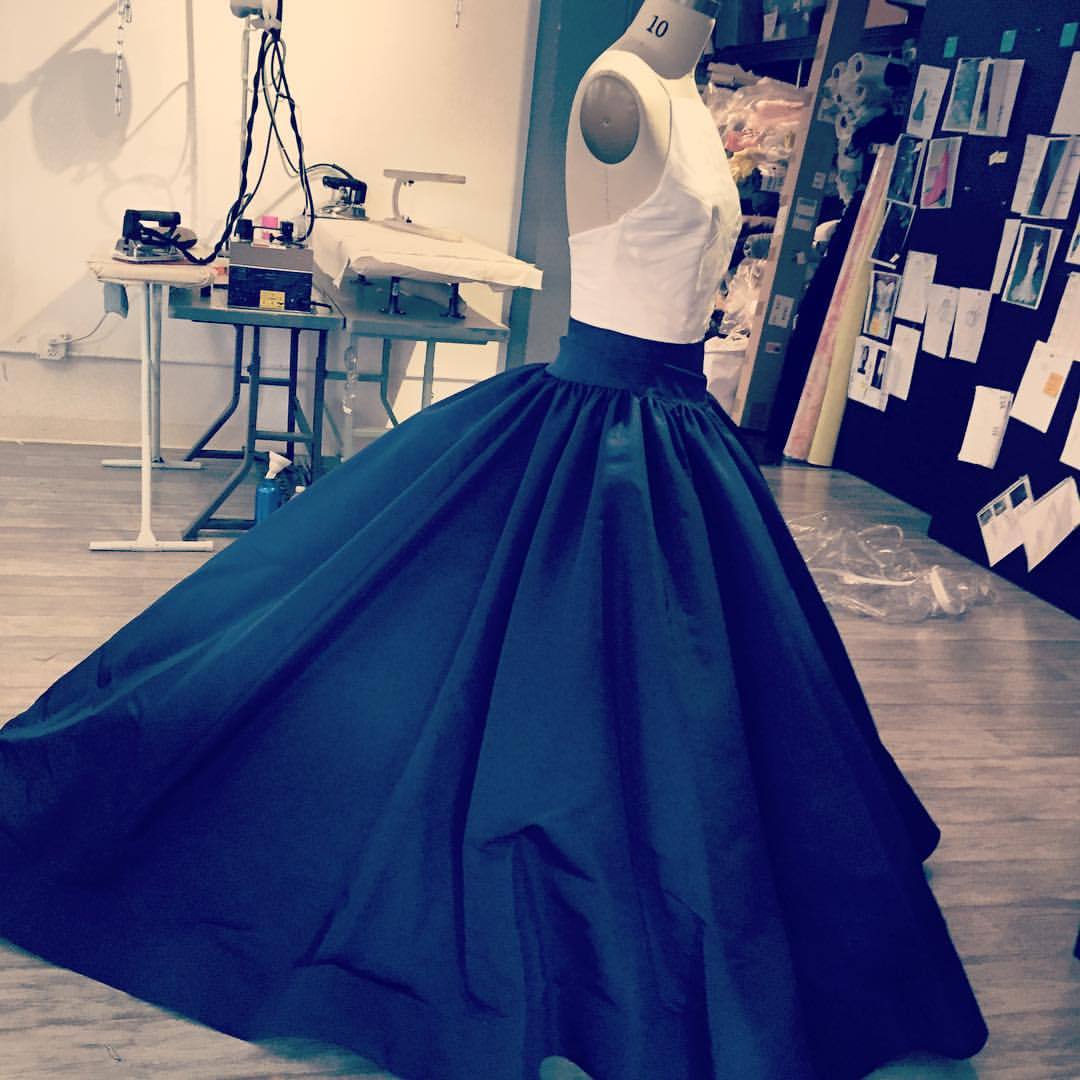 csiriano:  Happy Monday! One of my favorite navy and white silk faille gowns being