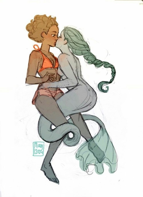 artsy-sapphics: Mermaid lesbians are cute af so be prepared for a lot