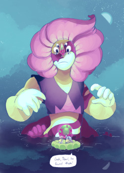 cobbillustrations:  “Garnet’s gonna flip!” Okay but imagine Steven going under water again in his little bubble, walking along and finding Malachite and doing whatever it takes to save them. 