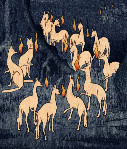 likeafieldmouse:  Hiroshige - New Year’s Eve Foxfires at the Changing Tree, Ōji (1857)  