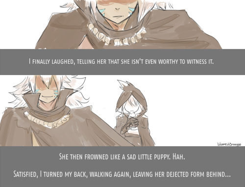 blamedorange:  i did not notice the resolve in her eyes as i left however, and soon enough, sighed as i heard the aggravating footsteps once more … Backstory of [x] … to be continued! 