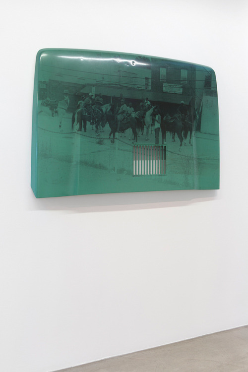 ruiard:Mohamed Bourouissa - Good luckBlack and white silver print on car hood, 89
