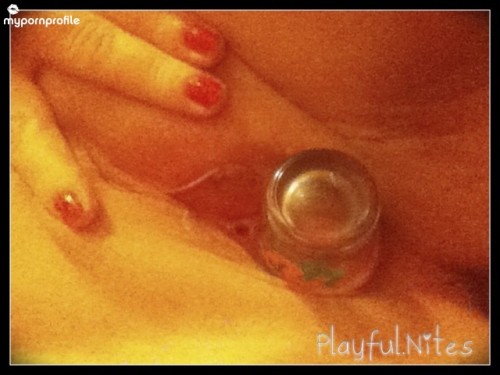 playful-nites:  Ok new shot being created here! Coating the rim with my juices…