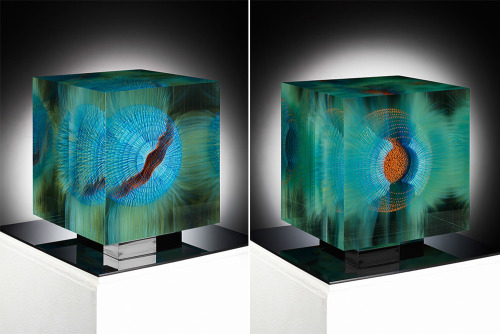 crossconnectmag:Optical Float Paintings Suspended in Layers of Glass by Wilfried GrootensArtist Wilf