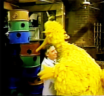 only80sgifs:Mister Rogers visits Sesame Street, 1981.