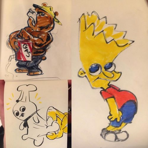 More dumb doodles #bart #smokeybear #popinfresh #pilsbury #doodles #artistsoninstagram #characterdes