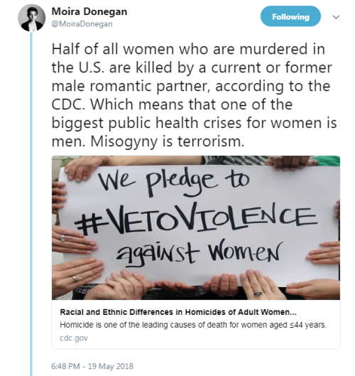 Moira Donegan‏: “Half of all women who are murdered in the U.S. are killed by a current or