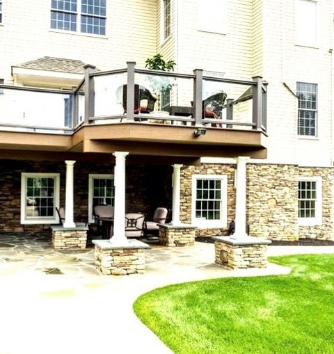 Deck PhiladelphiaExample Of A Huge Trendy Backyard Water Fountain Deck Design With A Roof Extension