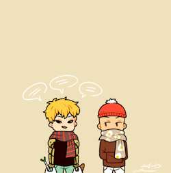 laffforever:  wintertime with genos and saitama