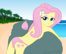 It sure is one hot day at the beach for Fluttershy