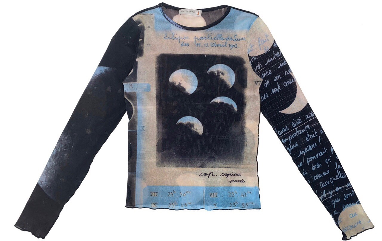 I M 25 Vintage Cop Copine Moon Print Mesh Top I M 25 Vintage Cop Copine Moon Print Mesh Top