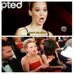 She got the#pizza #jlaw #oscars