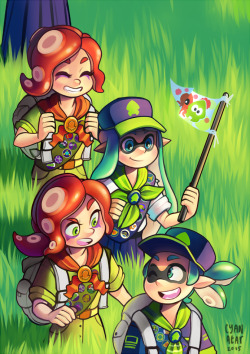 cyanatar:  Squid scouts! made for the turf war zine :D   &lt;3 &lt;3 &lt;3