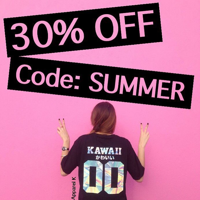 apparelk:  Last day 30% off code: SUMMER www.apparelk.bigcartel.com (en 30% code: