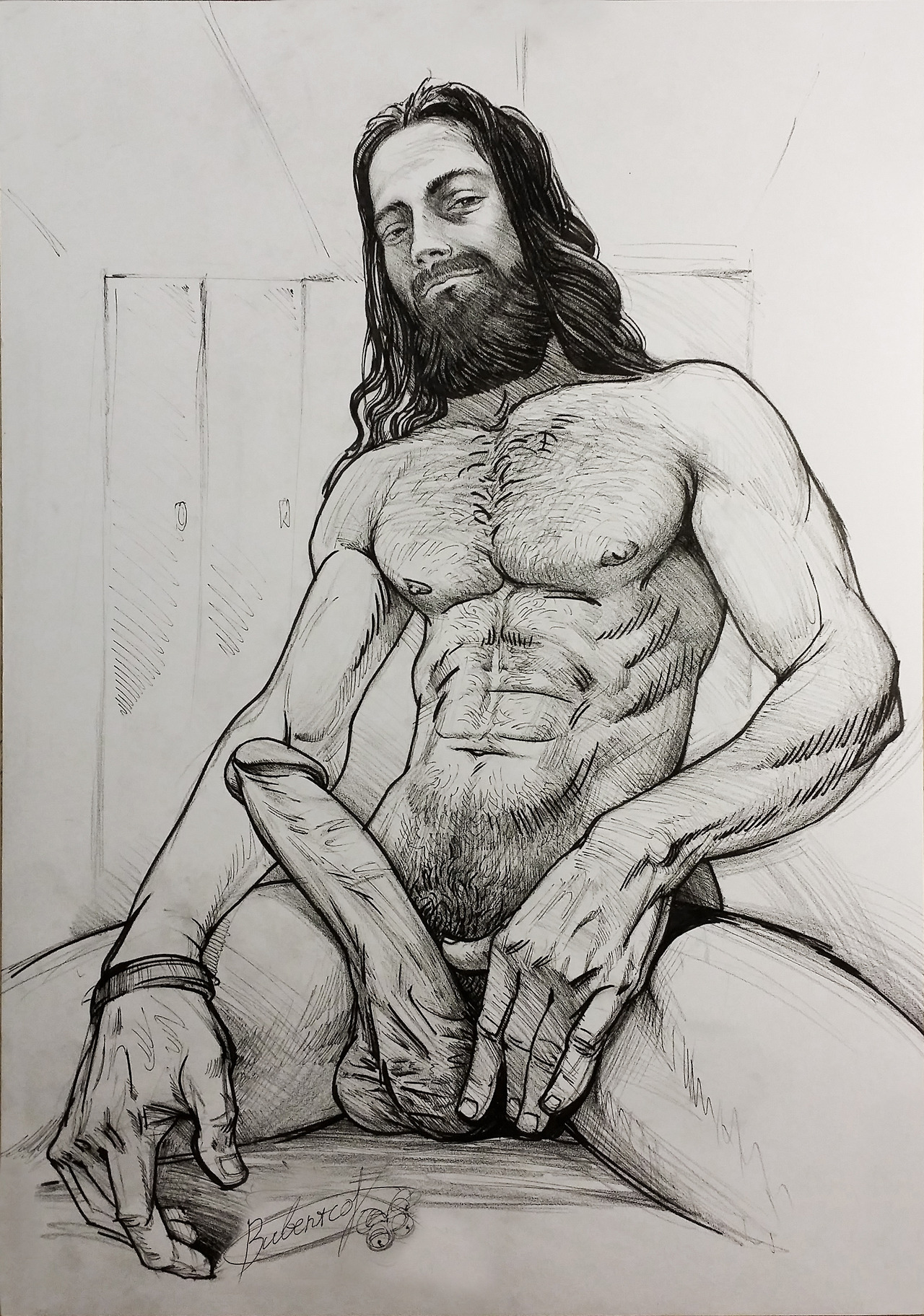 benisketch:artist Ivan Bubentsov painted another portrait of @jarodotter😊(more
