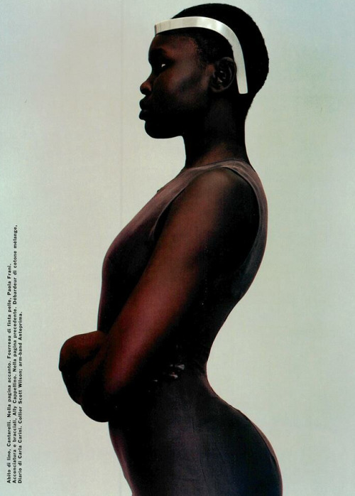 the-original-supermodels:Milano News - Vogue Italia (1998)Alek Wek by Christophe Kutner