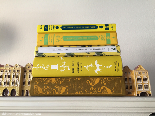 ablogwithaview:Book Color Meme: Yellow From top to bottom (in the top photo):The Lord of the Fl