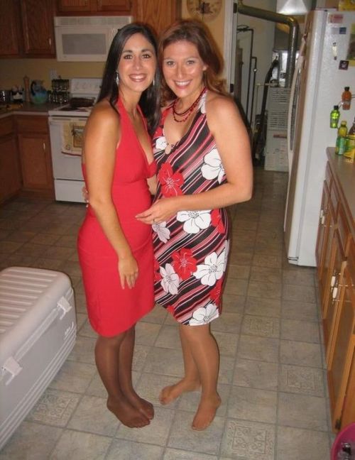 annoyinglbyprofoundcollectorlove:two lovely woman at a house party where shoes were not welcome. They seem perfectly happy with that requirement