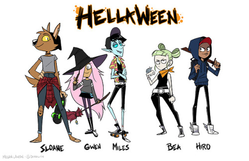 dinolich:  If you haven’t already, meet the main cast of Hellaween. Hellaween started as an inktober