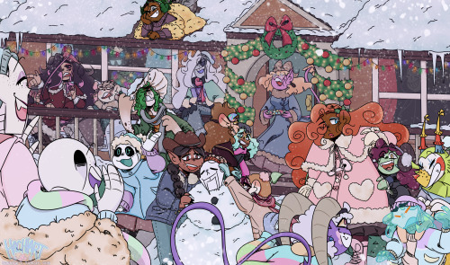 Here is is!!!! After over a week’s worth of effort, my holiday/wintery pic of my ocs is complete!!!!