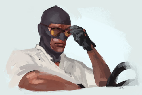 donc-desole: Quick warm up doodle between projects. Sorry he’s not red, hard to draw spy when all I 