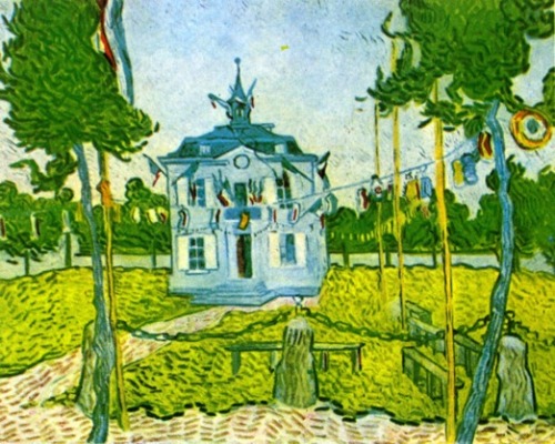 Vincent Van Gogh - Auvers Town Hall on 14 July 1890. Oil on canvas.