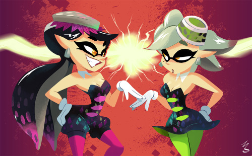 brokenlynx21:  The ultimate showdown with the final Splatfest is underway.Callie?  Or Marie?   May the best squid sister win!   @slbtumblng <3 <3 <3