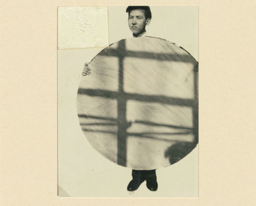 shihlun: Edmund Collein - Photoplastik: Japanese Student at Bauhaus Holding Circle of Shadows 1928 E