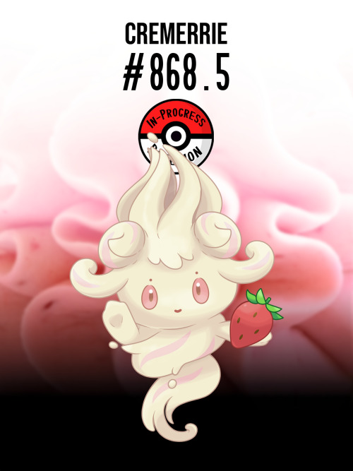 inprogresspokemon: #868.5 -  Milcery are an all-female species that are born from sweet smelling par