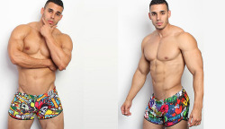underwearexpert:  Muscle hottie Raul shows off the new swim shorts from Bang! http://www.underwearexpert.com/2015/03/bang-swim-short-prints-lasting-impression/